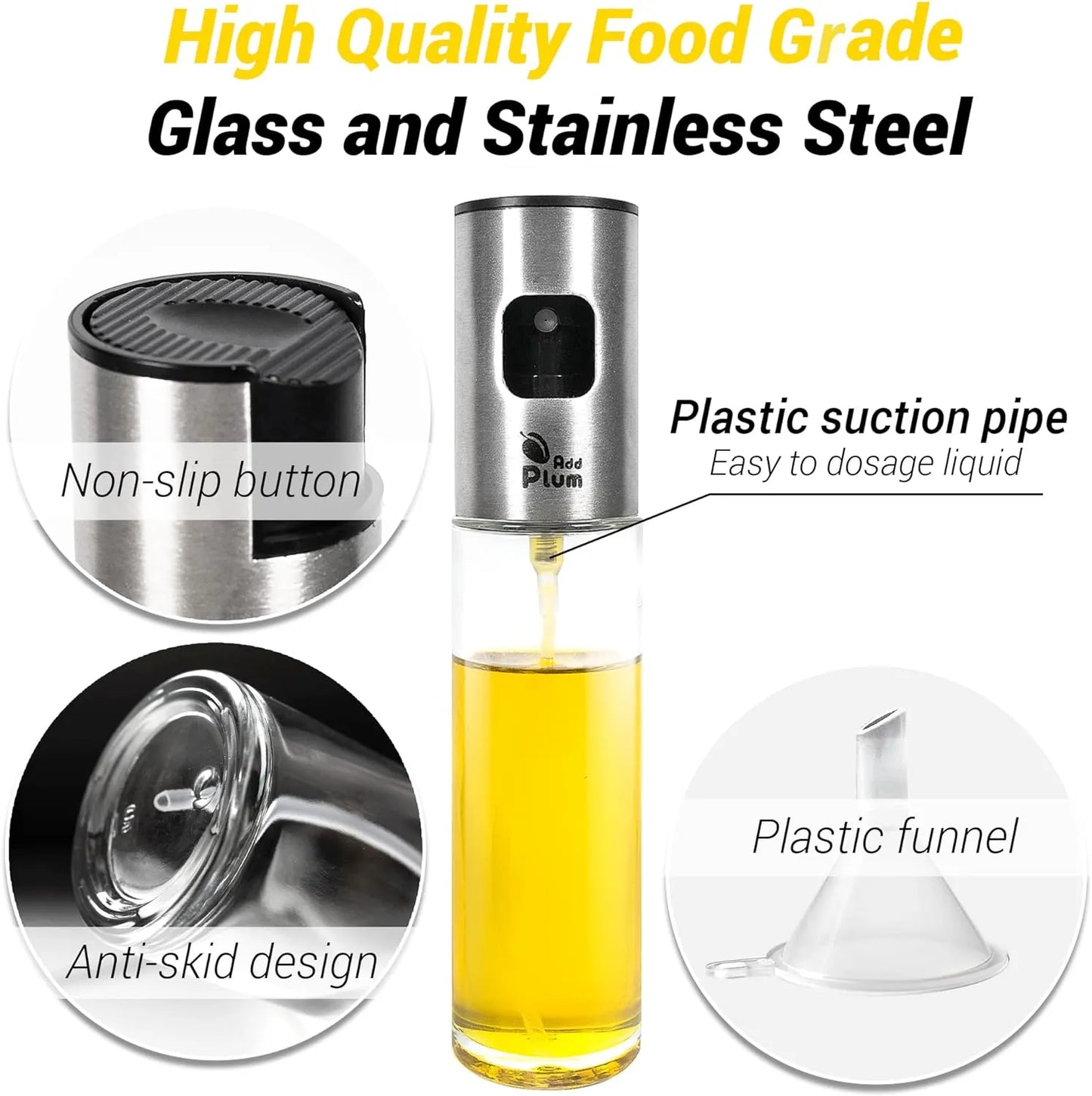 "Elegant Stainless Steel & Glass Oil Sprayer – Perfect for Precise Cooking Control!"