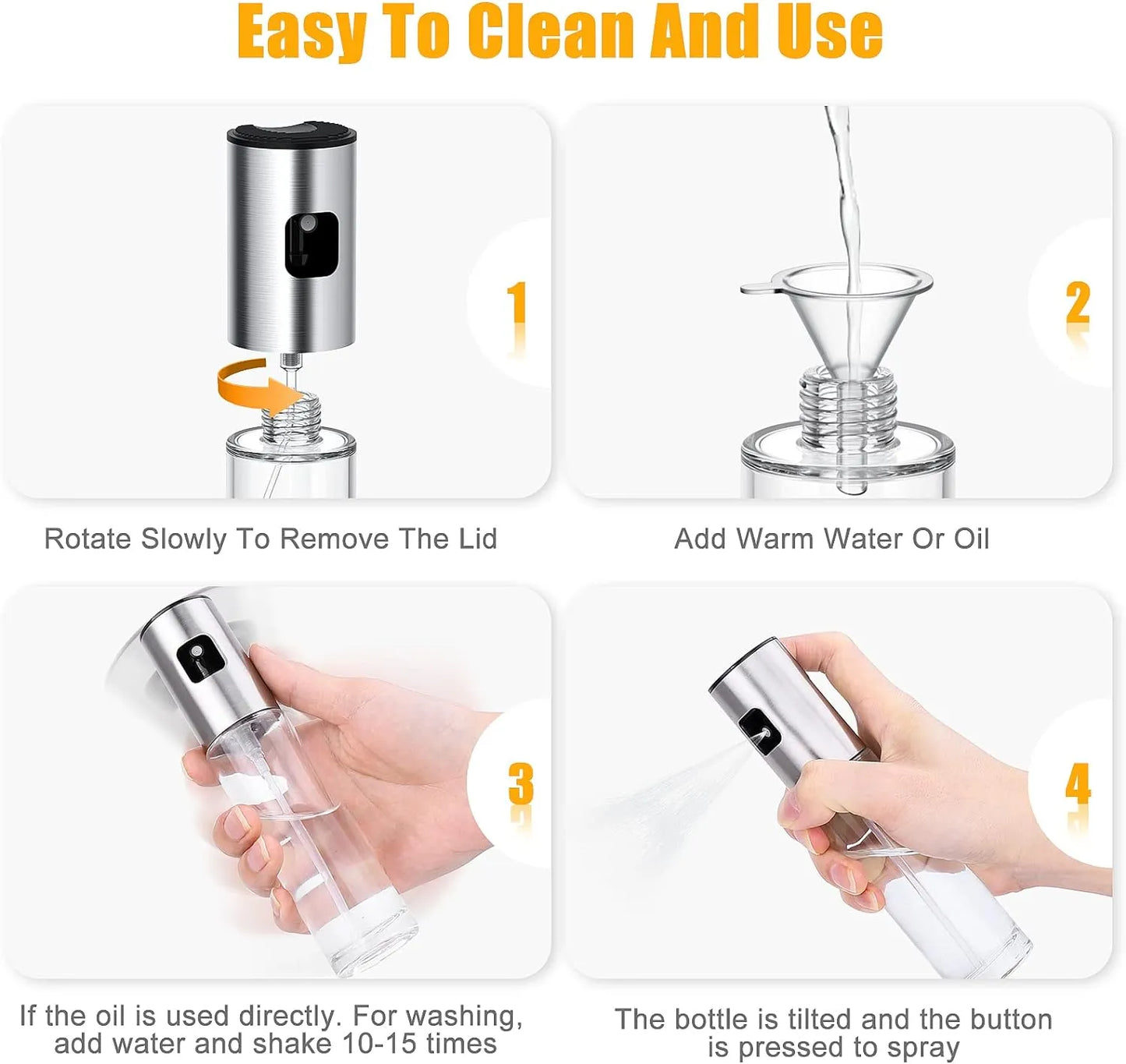 "Elegant Stainless Steel & Glass Oil Sprayer – Perfect for Precise Cooking Control!"