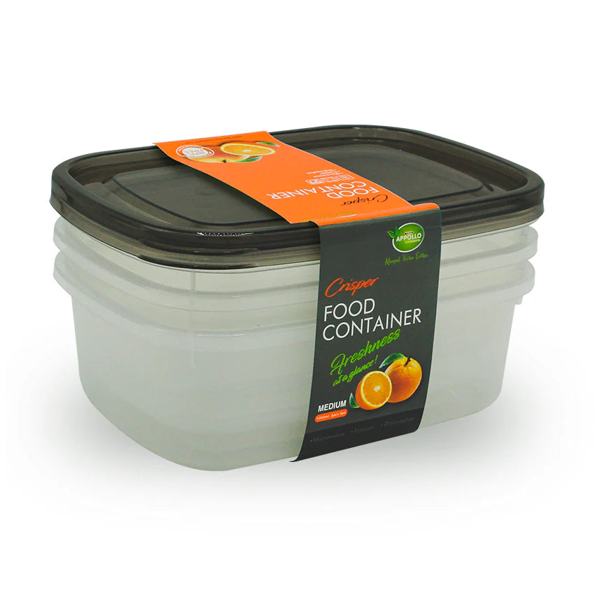 "Appollo Crisper Food Container 3-Piece Set (Medium) – Durable, Freshness-Sealing, Space-Saving Storage Solution!"